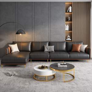 थोक लक्जरी शीर्ष काउच नवर्डिक लिविंग रूम सोफा उच्च गुणवत्ता वाले चमड़े के सोफे को आकार वास्तविक चमड़े के सोफे सेट - Product Image 2