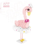 Flamingo mainan Puzzle anak-anak, mainan konstruksi Model blok bangunan perakitan berlian partikel kecil Loz