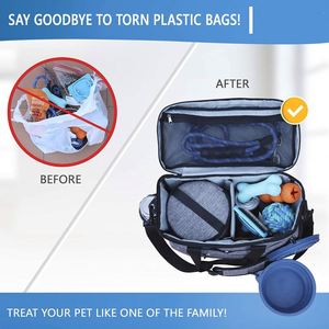 Sac de transport pour chien BSCI Factory Dog Travel Sling Bag avec fonction pop-up par Lucky Tail, ensemble comprenant un sac de voyage pour animaux de compagnie et un organisateur d'accessoires, 2 compartiments pliables - Product Image 3