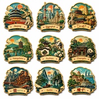 Aimants de réfrigérateur personnalisés de style rétro, souvenirs de voyage, illustrations de paysages urbains moulées par injection PVC/ABS, ChangChen BXT-82 Chine