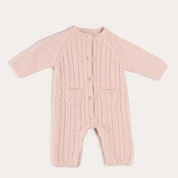 Großhandel Kaschmir Strick-Strampler mit Knopfverschluss für Babys und Kinder, Herbst-Overall