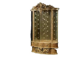 Meubles de salle à manger de style européen de luxe, grand meuble décoratif en bois massif sculpté pour villa, armoire à vin à double porte