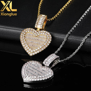 Hip Hop Zircon 18K Gold Plated <b>Copper</b> Necklace Picture Pendant Heart <b>Photo</b> Pendant Diy Picture <b>Frame</b> Memory Unisex - Product Image 4