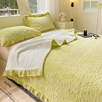 Drap de lit d'hiver matelassé en velours de lait couvre-lit double couvre-lit antidérapant couvre-matelas drap de lit Queen couvre-lit