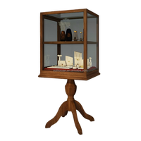 Vitrine à bijoux en bois de style antique - Vitrine à 2 niveaux en verre avec base en velours pour présentoir de boutique de luxe