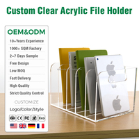 Organizador de Archivos Vertical de 5 Compartimentos, Portadocumentos de Escritorio, Caja Organizadora de Almacenamiento de Acrílico Transparente para Oficina, Hogar y Escuela, OEM de Fábrica
