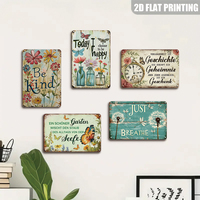 Letrero Metálico de Metal con Frase Positiva, Placa de Pared Impresa en 2D, Decoración Retro Desgastada para el Hogar, Jardín, Granja, Cocina