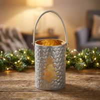 Lanternes cylindriques dorées en fer forgé Sonnet Decor, faites à la main, écologiques, sans plomb, imperméables, impression numérique 1 couleur