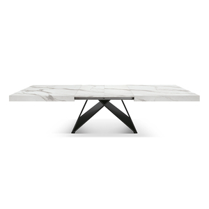Giuseppe <b>Extendable</b> <b>Table</b> <b>White</b> Statuary Marble Crossed Legs Indoor <b>Dining</b> - Product Image 6