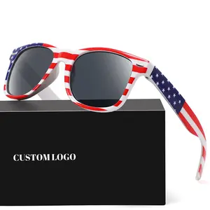 Оптовая продажа-Пользовательский логотип-солнцезащитные очки рекламные дешевые дизайнерские солнцезащитные очки для вечеринок оптовые дистрибьюторы с национальными флагами