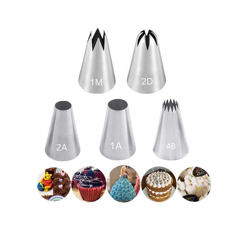 5 Stuks 1M 2d 2a 1a 4b Nozzles Cake Tools Sets Gebak Tip Cake Decoreren Benodigdheden Piping Tips Tools