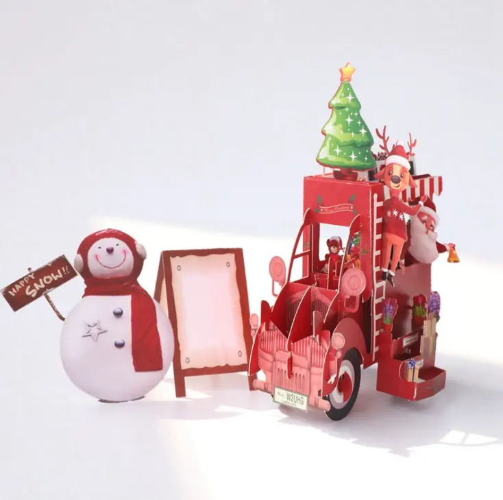 Handmade Natal float 3d oco papel escultura de Natal cartão para criança