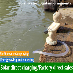 Solare all'aperto <span class=keywords><strong>fontana</strong></span> di acqua ornamento da giardino con resina ragazzo & cascata statua per la decorazione esterna - Product Image 2