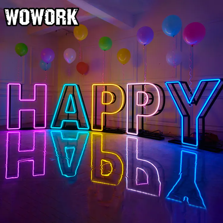 2023 WOWORK creative outdoor Event Party Supplies RGB neon sign luminous letter lights for wedding garden party events
