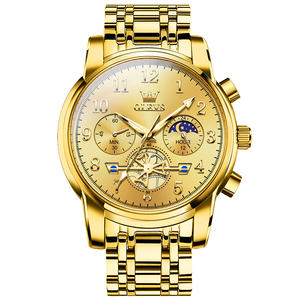 Luxe Heren Gouden Chronograaf Horloge Waterbestendig Lichtgevende Dubbellaags Wijzerplaten Quartz Horloge - Product Image 3