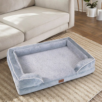 Coussin-caverne de luxe carré pour chien et chat en mousse à mémoire de forme à récupération lente, épaisseur hivernale, confort sommeil profond, lit pour animaux détachable et modulable
