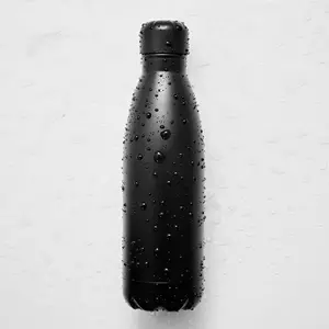 500ml Cola Form Doppelwandige Edelstahl Matte Schwarz Wasser Flasche