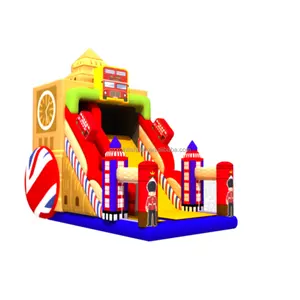 Big Ben Castle Pvc Materiaal Opblaasbare Hoge Droge Glijbaan Voor 5 - 10 Kinderen