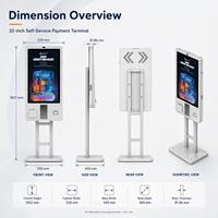 VISION POS Kios Pembayaran Layar Sentuh 32 Inci SDK Pembaca Barcode RK3576 Android 14 Casing Logam Berdiri untuk Layanan Mandiri
