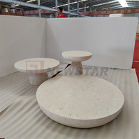 Table d'appoint moderne en marbre naturel poli de style européen Table basse créative en travertin pour salon d'hôtel