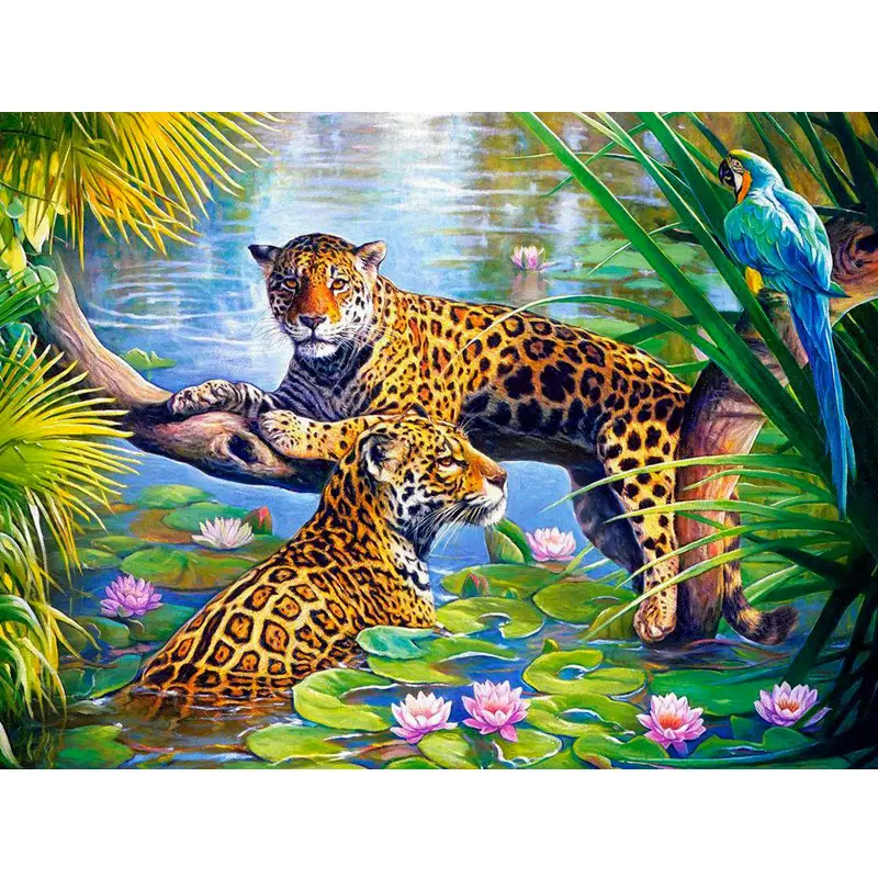 New Design Diamond Animal Painting Mosaic Leopard Full Drill Rhinestone For Home Decor The Best Short Lint Canvas Wall Art