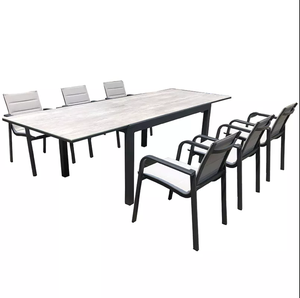 Vente en gros de chaises de salle à manger en tissu d'aluminium 10 places ensemble de table à manger extensible d'extérieur avec tissu en pierre frittée - Product Image 5