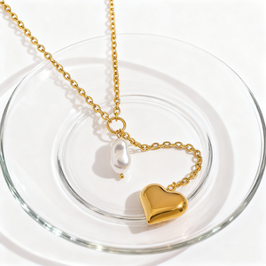 Nouveautés 2026 : Colliers tendance en acier inoxydable 316L pour femmes, avec pendentif cœur en perle - Product Image 5