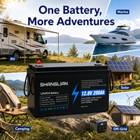 Batterie au lithium fer phosphate 12,8 V 200 Ah 2560 Wh à décharge profonde IP65 pour camping-car, marine, alimentation de secours hors réseau pour l'approvisionnement en gros