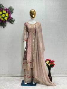 Thiết kế mới thêu trình tự làm việc hàng đầu quần với dupatta thiết lập màu sắc đẹp kết hợp hoàn toàn khâu ăn mặc phù hợp với - Product Image 3