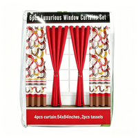 Vente en gros usine 6 pièces 54x84" Rideaux imprimés géométriques à œillets avec pompons pour salon