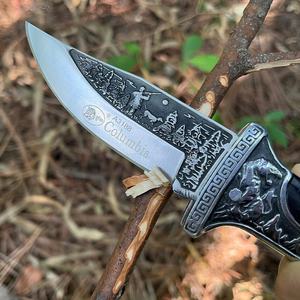 سكين تخييم قابل للطي من كولومبيا طراز A3188 مع زر لتبديل الشفرة، مقابض خشبية وراتنجية، جاهز للاستخدام اليومي - Product Image 3