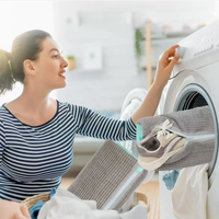 Sac à linge pour chaussures, sac de lavage pour baskets en nylon avec fermeture éclair, réutilisable, coloré, pour machine à laver, chaussures de tennis