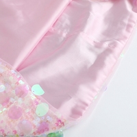 Gaun Pesta Anak Perempuan Berkilau Warna Pink Payet Iridescent Tulle Ruffle Puff Sleeve Shift Putri Ulang Tahun Balita Grosir