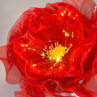 Fleur de pavot géante en papier avec éclairage LED rouge, fleur artificielle pour la décoration d'événements de mariage, fourniture de présentoirs floraux commerciaux