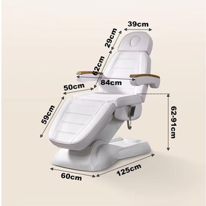 日本のプロのヘッドスパ美容院ホワイトレザーポータブル電気調節可能な熱マッサージテーブルベッド - Product Image 6