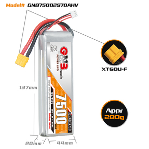 Authentique GNB 2S 3S 4S 5S 6S 8S HV 7500mAh 70C 140C Liop Batterie FPV Télécommande Modèle Drone Aérien Accessoires <span class=keywords><strong>XT60</strong></span> <span class=keywords><strong>XT90</strong></span> - Product Image 2