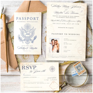 Giá rẻ DIY tùy chỉnh tập sách phong cách hộ chiếu lời mời đám cưới và hộ chiếu thẻ thiết lập - Product Image 5