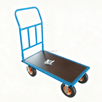 Carretilla de Plataforma con Cuatro Ruedas Neumáticas de 8 Pulgadas, de Acero y Goma, OEM, Capacidad de Carga de 300 kg, Certificación CE, Herramientas para Almacenes y Compras