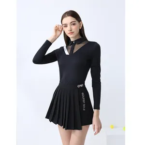 Golf Women's Short Dress Golf Women's Long Sleeve Top Sports T-shirt Ladies Lace Collar Shirt Spring Autumn Golf Woman Wear