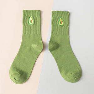 Fruitsokken Schattige Sokken Voor Vrouwen Crew Sokken Katoen Geborduurde Banaan Avocado Aardbei - Product Image 6