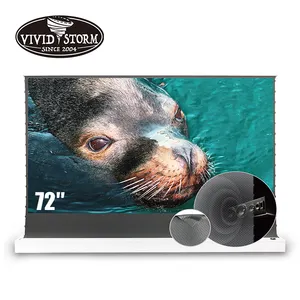 VIVIDSTORM 72inch ALR Rollable Screen With Perforate Acoustically Transparent ALR Material Obsidian Ambient Light Rejecting