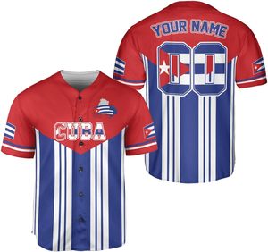 Streetball personnalisé Cuba Baseball Jersey chemise, maillot drapeau Cuba, maillot cubain pour hommes et femmes, Cuba USA drapeau t-shirt - Product Image 1
