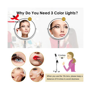 Non-Slip 360 Degree Rotation <b>Lighted</b> Bathroom LED Cosmetic <b>Mirror</b> <b>Vanity</b> Magnifying Swivel Tabletop LED Makeup <b>Mirror</b> - Product Image 4