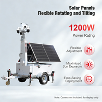BIGLUX Tour de surveillance mobile solaire CCTV sur remorque, étanche IP65, en acier inoxydable, gestion à distance avancée, autonomie de 5 jours