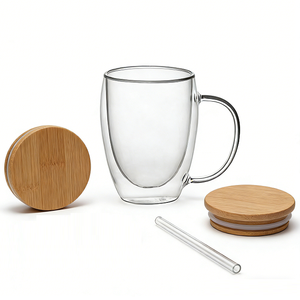 Mug en verre résistant à la chaleur avec poignée, 350 ml, sans plomb, pour le bureau et la maison (vente en gros) - Product Image 3