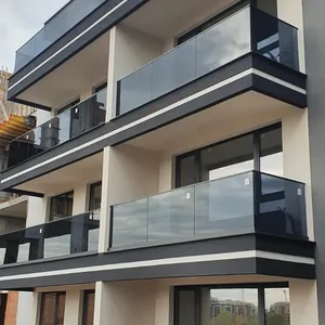 Beliebte Terrassen balkon Balustrade Balkon Glas geländer Aluminium U-Kanal Glas Handläufe