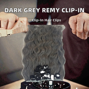 Extensiones de Cabello Humano Remy Indio Gris Oscuro con Clip, Tejido Doble a Máquina, Aptas para Permanente, Disponibles en Todos los Colores - Product Image 2