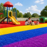 Gazon artificiel multicolore pour piste de course, surface de terrain, résistant aux intempéries, faible entretien, herbe synthétique