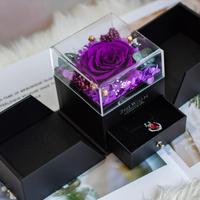 Lovebay Hot Sales Eeuwige Roos in Acryl Doos, Eeuwig Ge conserveerde Rozen in Vierkante Juwelendoos voor Valentijnsdag en Moederdag Cadeau
