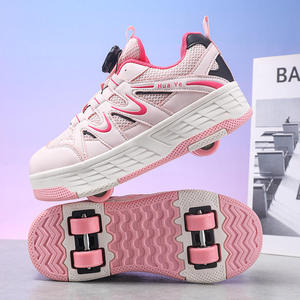 Chaussures à roulettes premium transformables, <span class=keywords><strong>coque</strong></span> en maille argentée métallique, roulettes silencieuses, boucle à verrouillage rapide pour sports urbains - Product Image 6